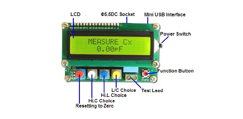 New LC-100A Digital L/C Meter Inductance Capacitance Tester Range 0.01pF to 10uF LCD Display