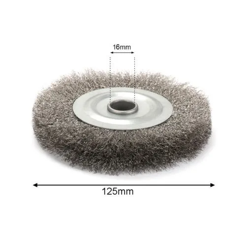 1pc 125mm Crimped Stainless Steel Wire Wheel 5inch Wires Brushes Bench Grinder Abrasive Tool For Metal Deburring 16mm Hole