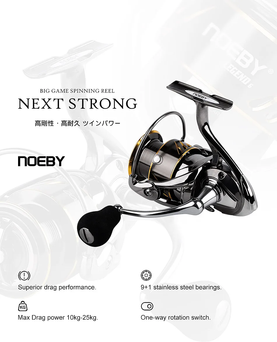 Noeby Angeln Reel Spinning 2500 3000 4000 5000 6000 Max Drag 25kg Lange Guss Spool für Karpfen Seabass Pike jigging Angeln Rollen – Detail 2
