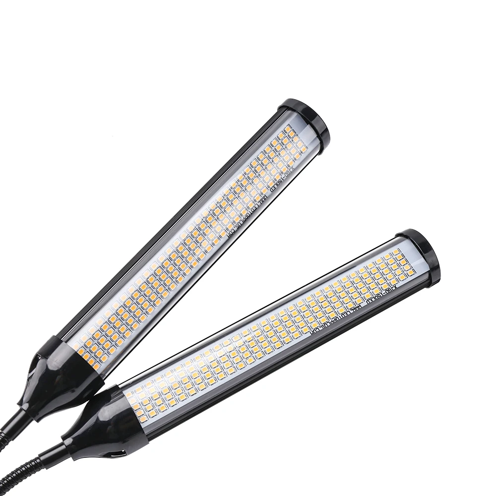 Bombilla LED de espectro completo para cultivo, lámpara de doble cabezal regulable para escritorio, 300 leds, para crecimiento de semillas, flores,