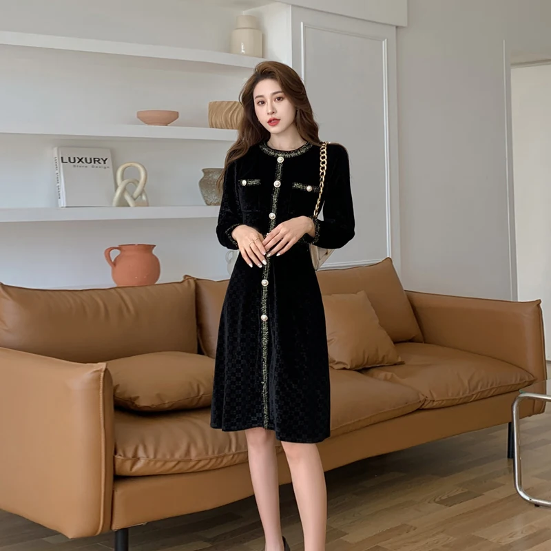 

Crew Neck Long Sleeve Women Dress Autumn 2021 Women's Dresses Free Shipping Woman Clothes Cyber Y2k Female Clothing Party Midi