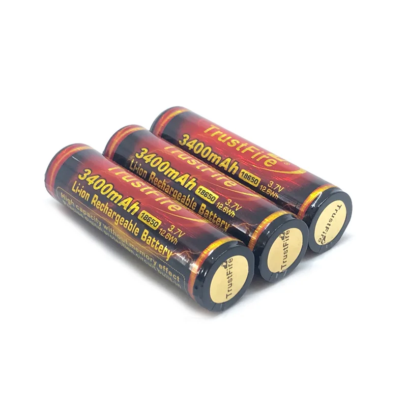 Wholesale TrustFire Protected 18650 3.7V 3400mah Battery Rechargeable Lithium Batteries with PCB for LED Flashlights Headlamps