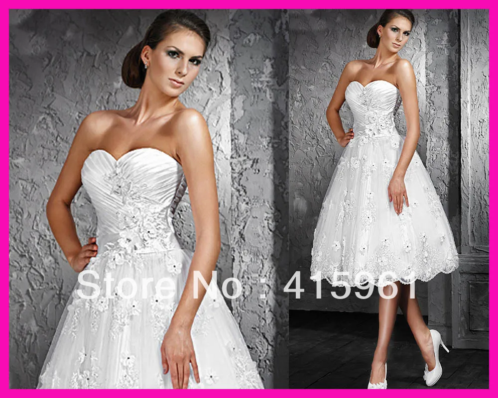 vestido de noiva robe de mariee A Line Short Sweetheart Beaded Flowers Lace Bridal Dresses 2019 Wedding Dress Knee Length