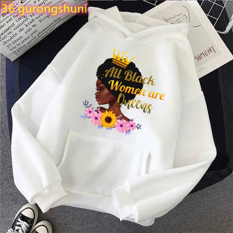 

All Black Women Are Queens Hoodie Cute Magic Melanin Merry Christmas Hoodie Winter Hoodies 90s Tees Top Long Sleeve Sweatshirt