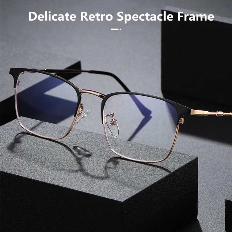 Men Anti Blue Light Reading Glasses Women Fashion Ultralight Metal Alloy Square Frame Presbyopic Glasses With Diopter +25 to 600
