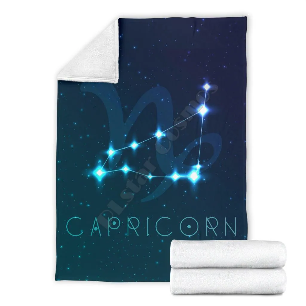 Capricorn Zodiac fleece blanket Printed Blanket Adults/kids Fleece Blanket Sherpa Blanket 02