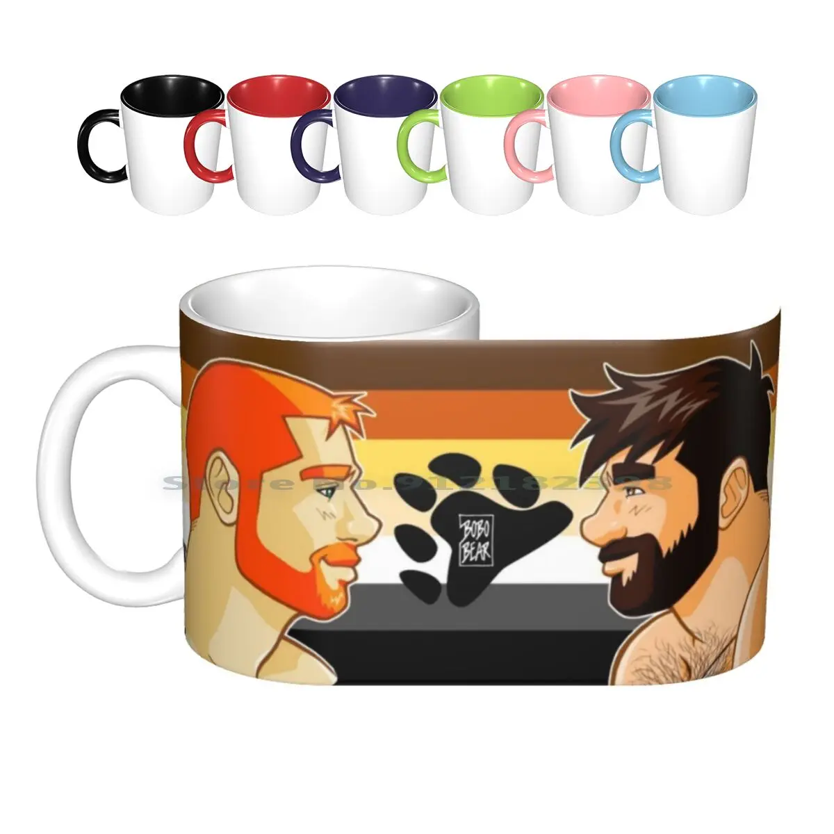 Bearpride-Tazas de cerámica de San Valentín, tazas de café, té de la leche, San Valentín, San Valentín, Gay