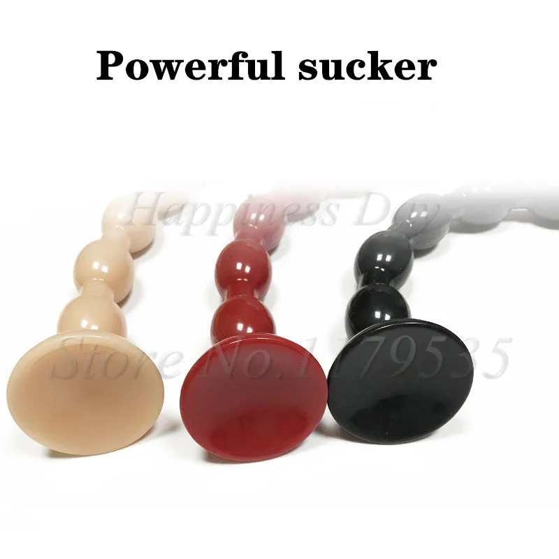 50cm Long Anal Bead Plug With Suction Cup Prostate Massager Anus Dilator Butt Plug 8 Beads Soft Buttplug Sex Toys For Men Women