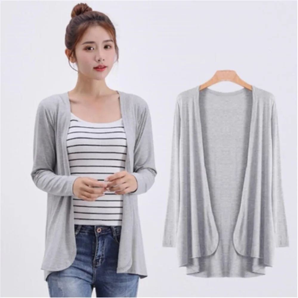 2024 Summer Autumn Korean Women Modal Cardigan Ladies Shawl Female Cotton Sweater Cardigans Long Sleeve Women Casual Thin Coats