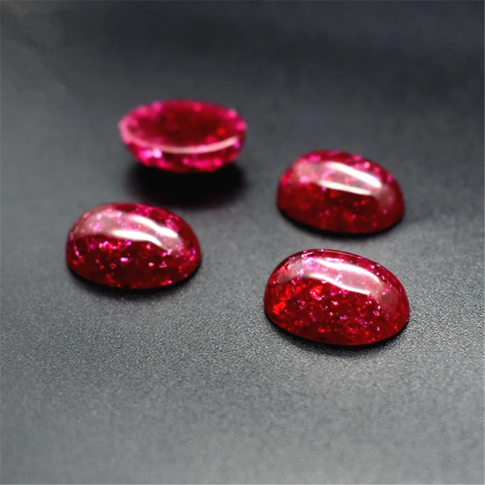 Ruby with Internal Crackle Oval Cabochon Smooth Polished Surface Egg Shape Blood-red Ruby Cabochon Flat Back C70R