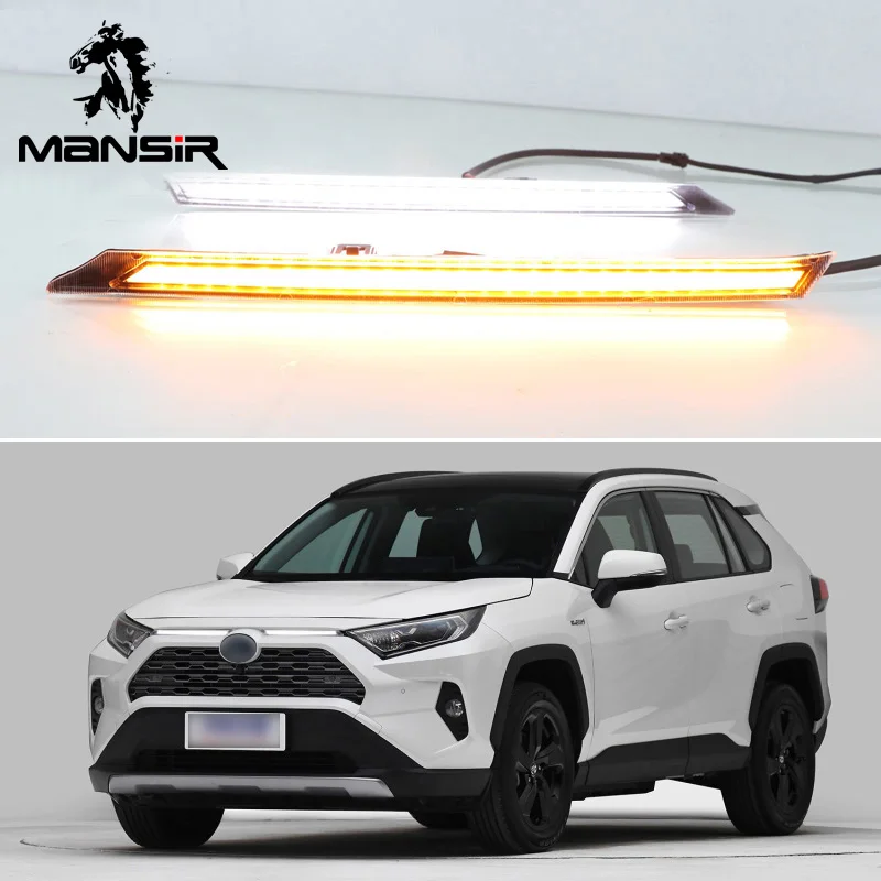 

LED Daylights For Toyota RAV4 2019 2020 Turn Signal Car Accessory Headlight Daytime Running Light DRL Fog Lamp