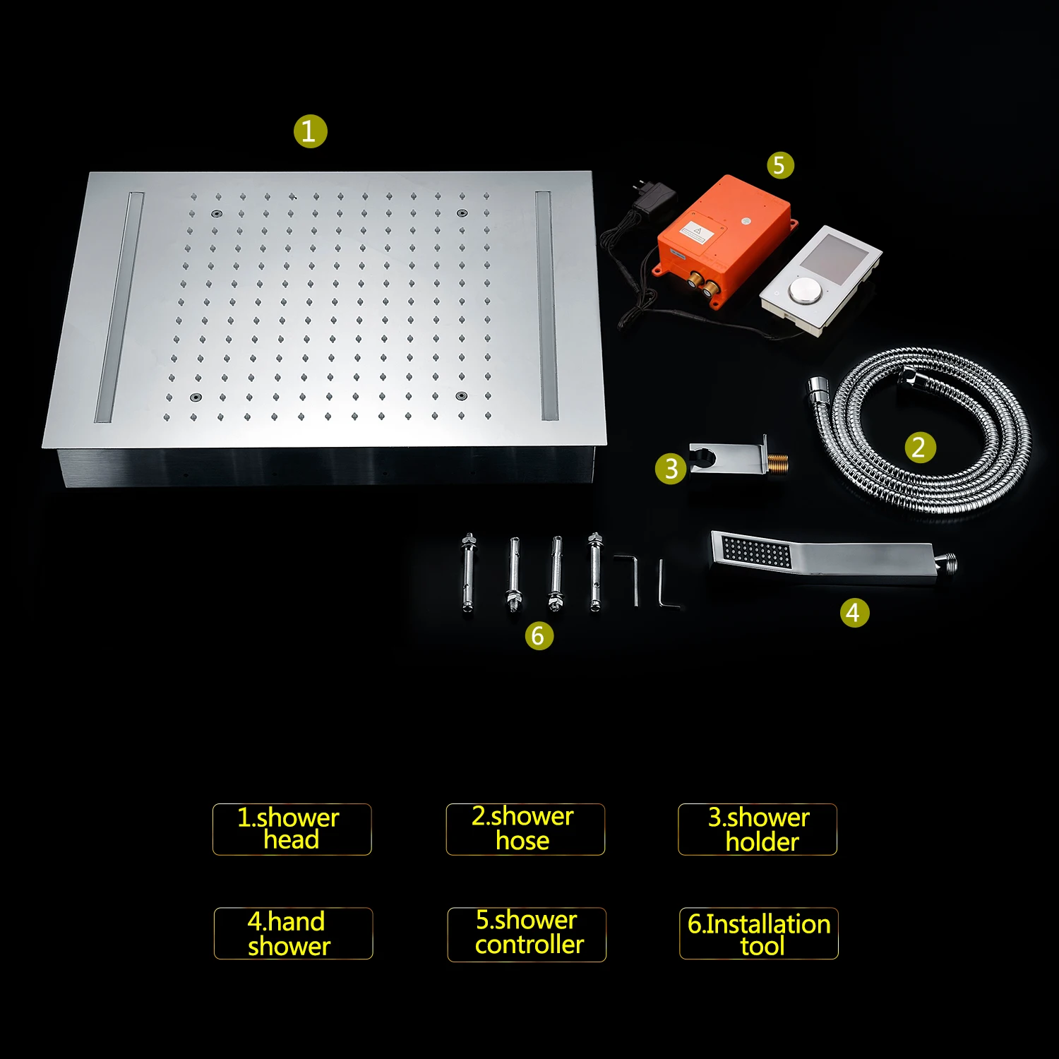 Imagem -06 - Digital Led Rainfall Shower Conjunto para Banheiro Massagem Led 2-way Sistema Termostático Massagem Chuveiro 14 in x 20 in