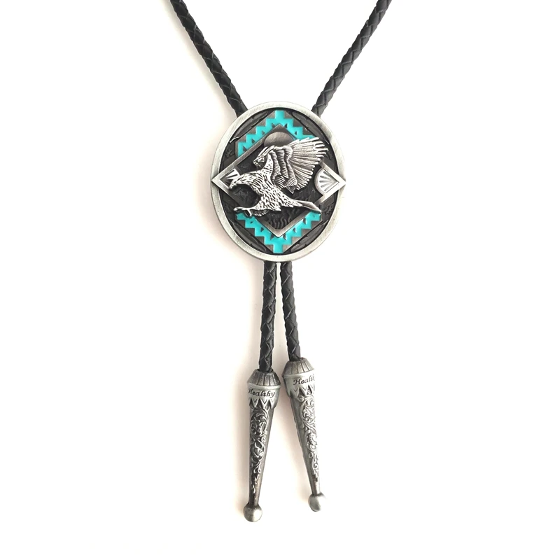 Western cowboy bolo tieイーグル革ネクタイファッション男性のカジュアル蝶ネクタイスーツアクセサリー