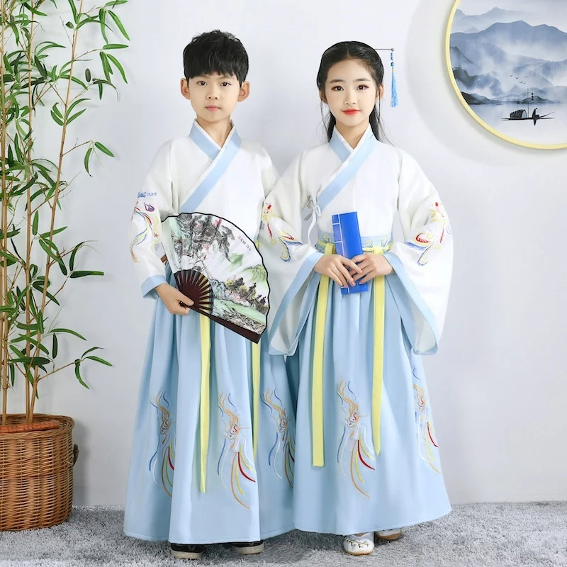 

Children's Hanfu Chinese Style Costumes Ancient Poem Recitation Costumes Creative Musical Instrument Performance Costumes LB766