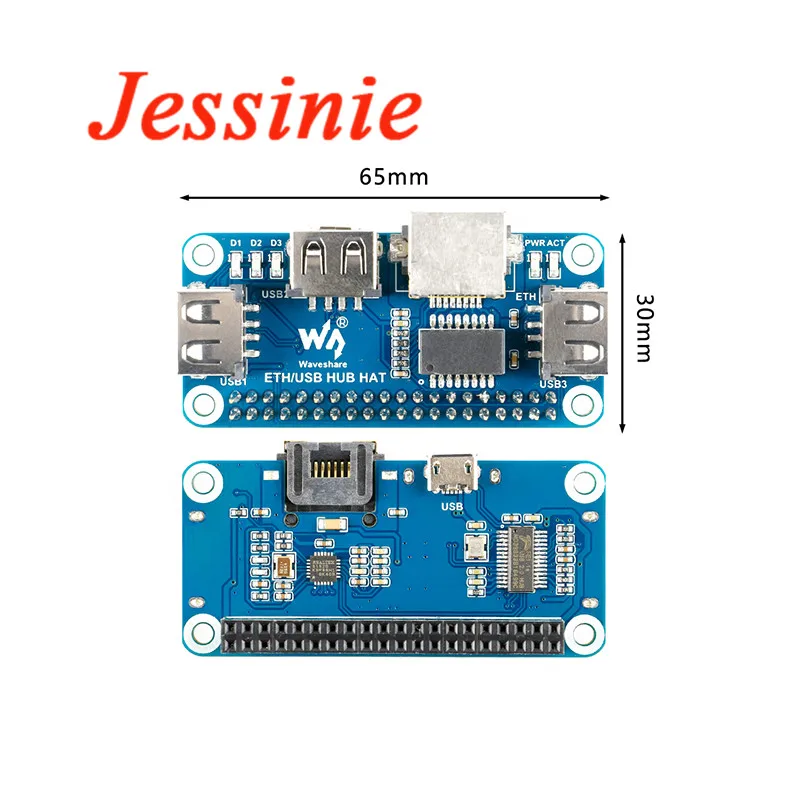 Raspberry Pi 4 B/3B+/3B/Zero W USB to Ethernet RJ45 Network Port USB HUB HAT Splitter 5v Expansion Development Board