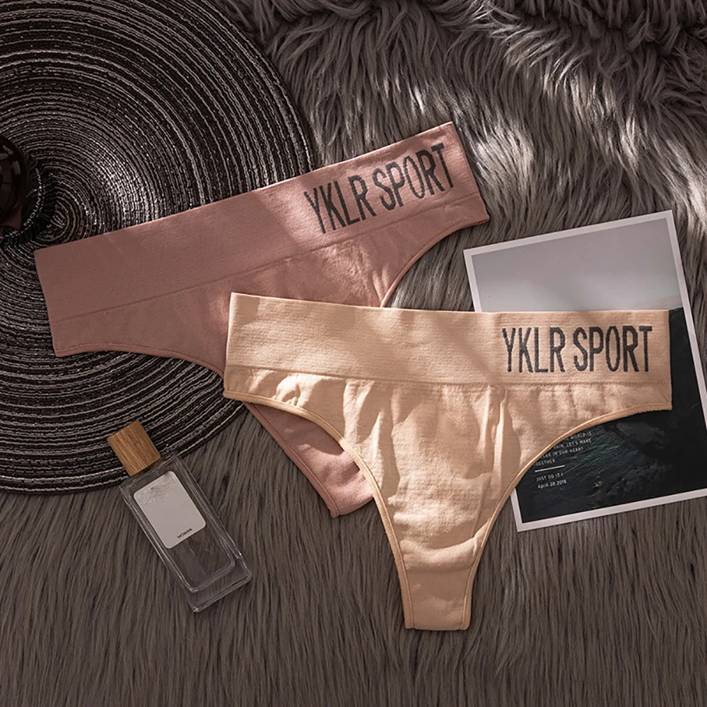 Seamless Comfort Underwear Wide-waist Underpants Pure Color Sexy Briefs G-String Women Thong Letter Panties