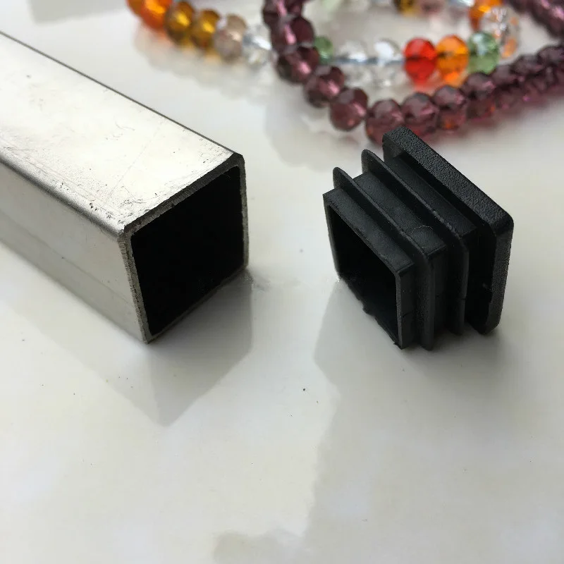 23x23mm Square Plastic Black Blanking End Cap Tube Pipe Insert Plug Bung Threaded Pipe Plug