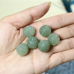 Natural hetian jade handcarved flower ball DIY100% real jade bracelet necklace jade accessories septa scattered beads for women