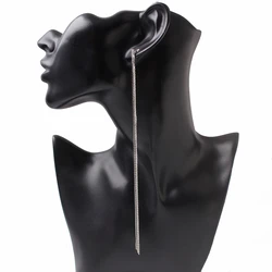 New Fashion Super Long Tassel Dangle Earrings for Women Silver Color Temperament Minimalist Ear Line Wedding Bridal Jewelry