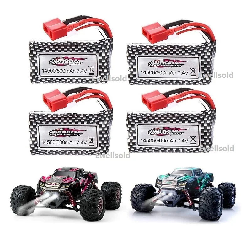 XLH/XINLEHONG 9145 Aigh Speed RC truck spare parts 7.4v 500mAh battery T Plug 2S 14500/7.4V USB charger