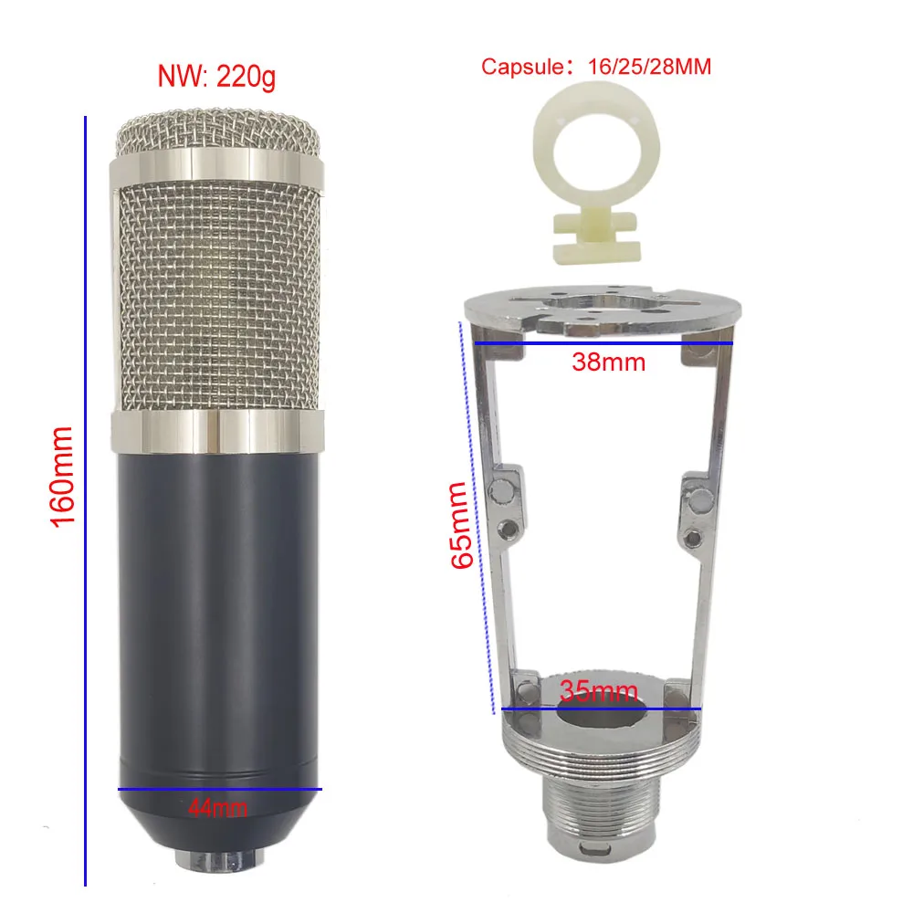 أسود فضي 16 سنتيمتر هيئة التصنيع العسكري المعادن الهاتف هيئة مكثف ميكروفون حافظة القلب ميكروفون Accessories بها بنفسك اكسسوارات