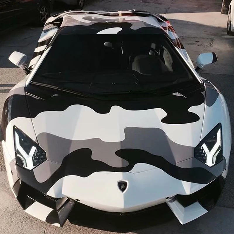 

Newest Black White Grey Camouflage Vinyl Film Car Wraps Foils With Air Release Bubbles Free PVC Sticker