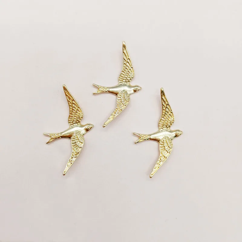 10 PCS 37x23mm Metal Alloy KC Gold Plated Lucky Bird Swallow DIY Handmade Accessories For Jewelry Making