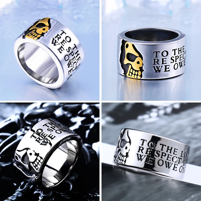 Beier new store 316L Stainless Steel high quality ring man Gothic cool half skull ring for men Fashion jewelry LLBR8-047R