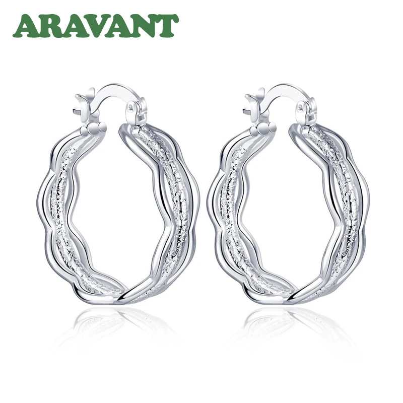 Orecchini a cerchio con onde da 30MM in argento Sterling 925 Aravant per gioielli moda donna