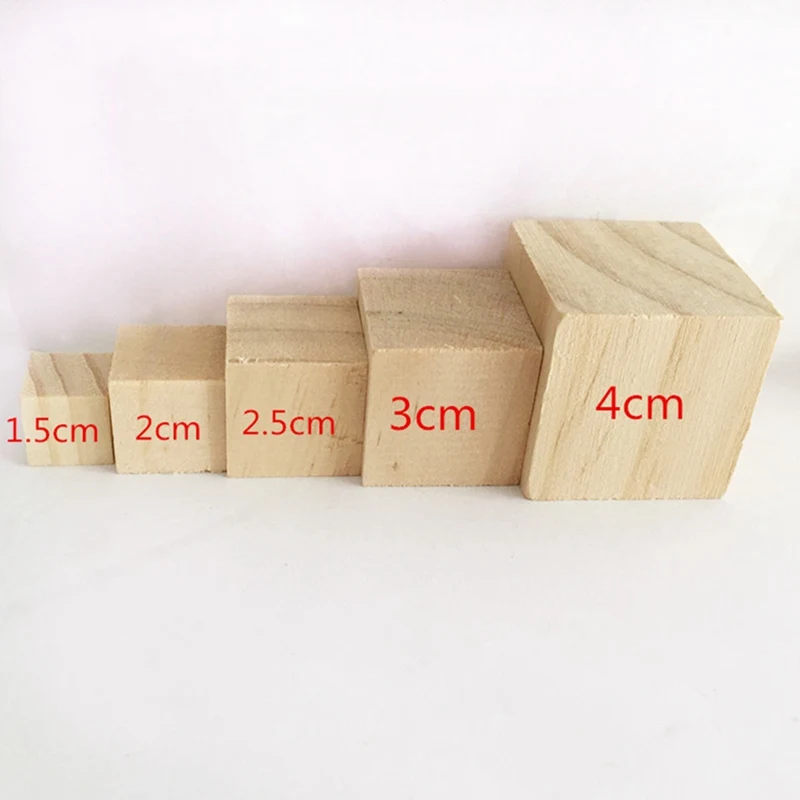 Solid Wood Cube Wooden Square Blocks Kids Early Educational Toys Assemblage Block Embellishment For DIY Woodwork Craft