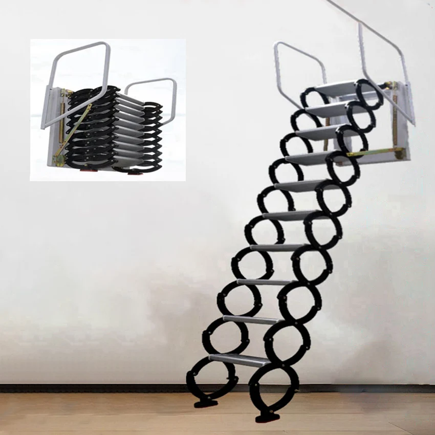 Escalier rétractable suspendu à l'extérieur 3.1-3.5m, manuel, échelle pliante murale, escaliers télescopiques portables, ensemble d'outils ménagers