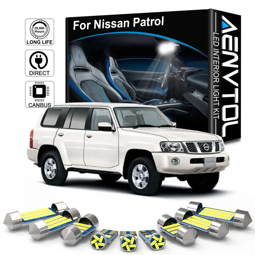 

AENVTOL Canbus For Nissan Patrol Y61 Y62 2000-2019 Auto LED Interior Map Dome Lights Car Lamp Blubs Accessories Kits Error Free