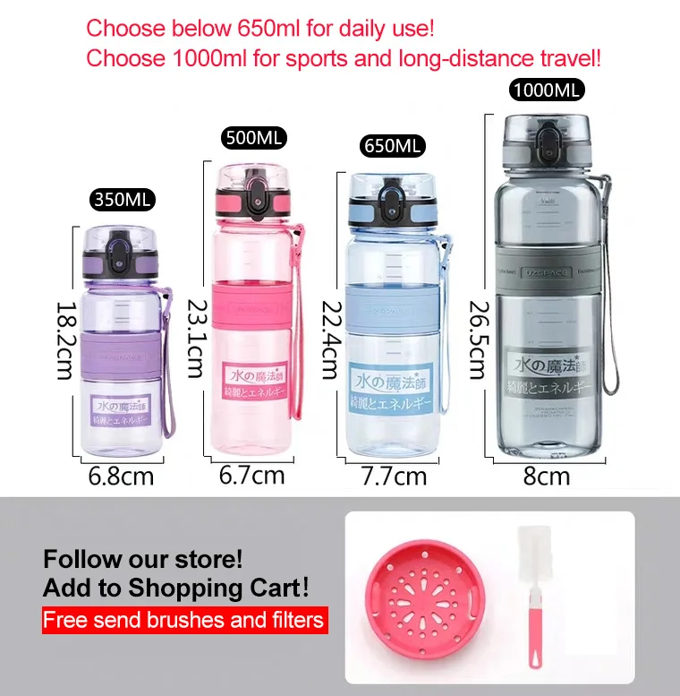 Water Bottle 1 litre Plastic Ditect Drinking Sports Bottle Portable Leakproof Outdoor Tour Camp Tritan Plastics Bottle BPA Free