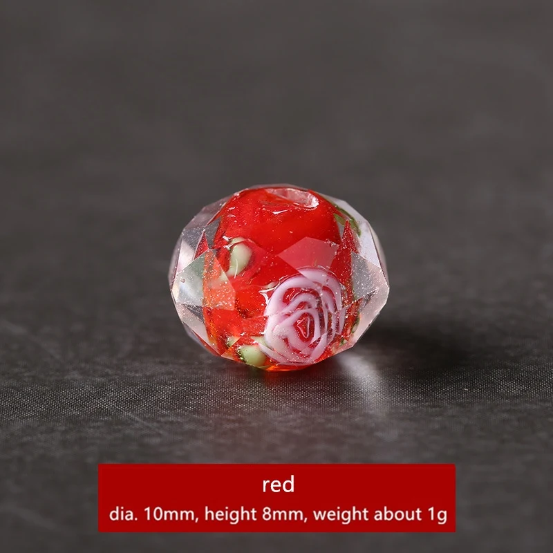 10pcs Japanese Murano Transparent Glass Lampwork Beads 10*8mm Flower Round Faceted Beads for Jewelry Making Women Diy Bracelet