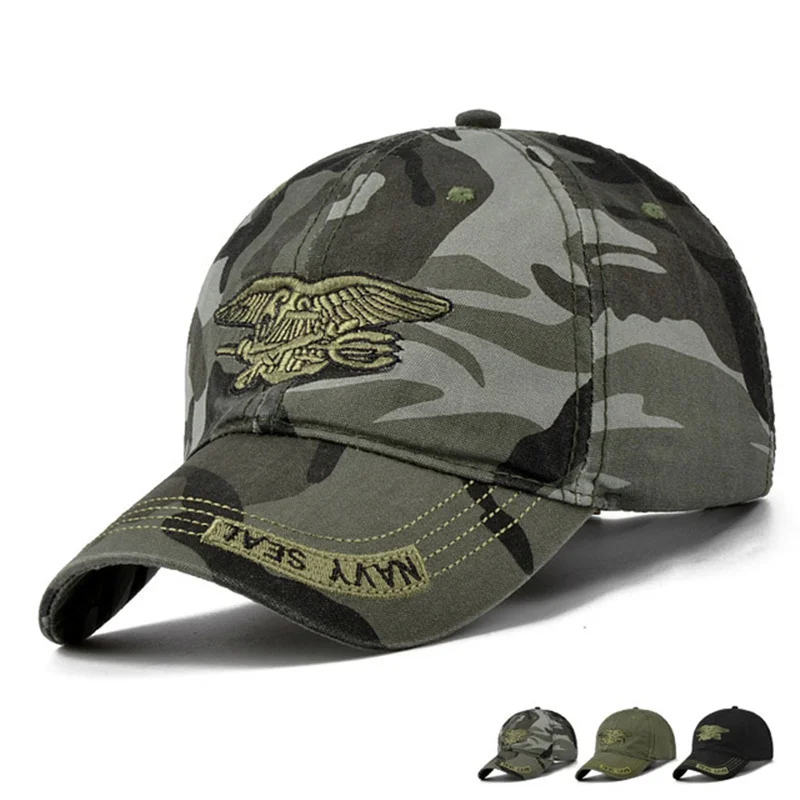 High quality SEALs Cap Mens embroidery Baseball Caps Brand USA Army Camouflage Hat Snapback Caps Cotton Adjustable hat