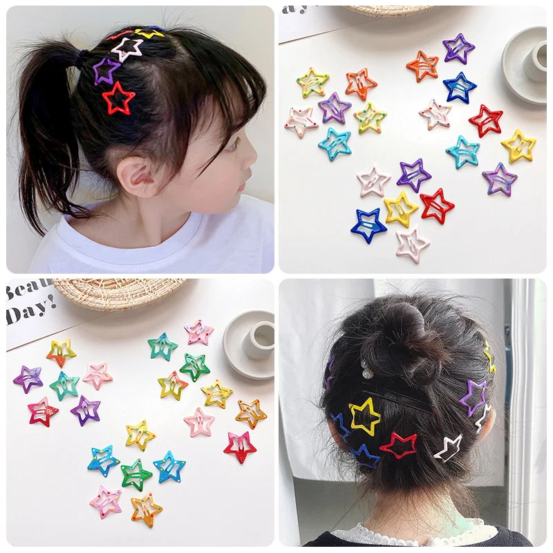 2/10/20 Pcs/Set Baby Children Cute Colors Star Ornament Hair Clips Women Girls Sweet Barrettes Hairpins Kids Hair Accessories