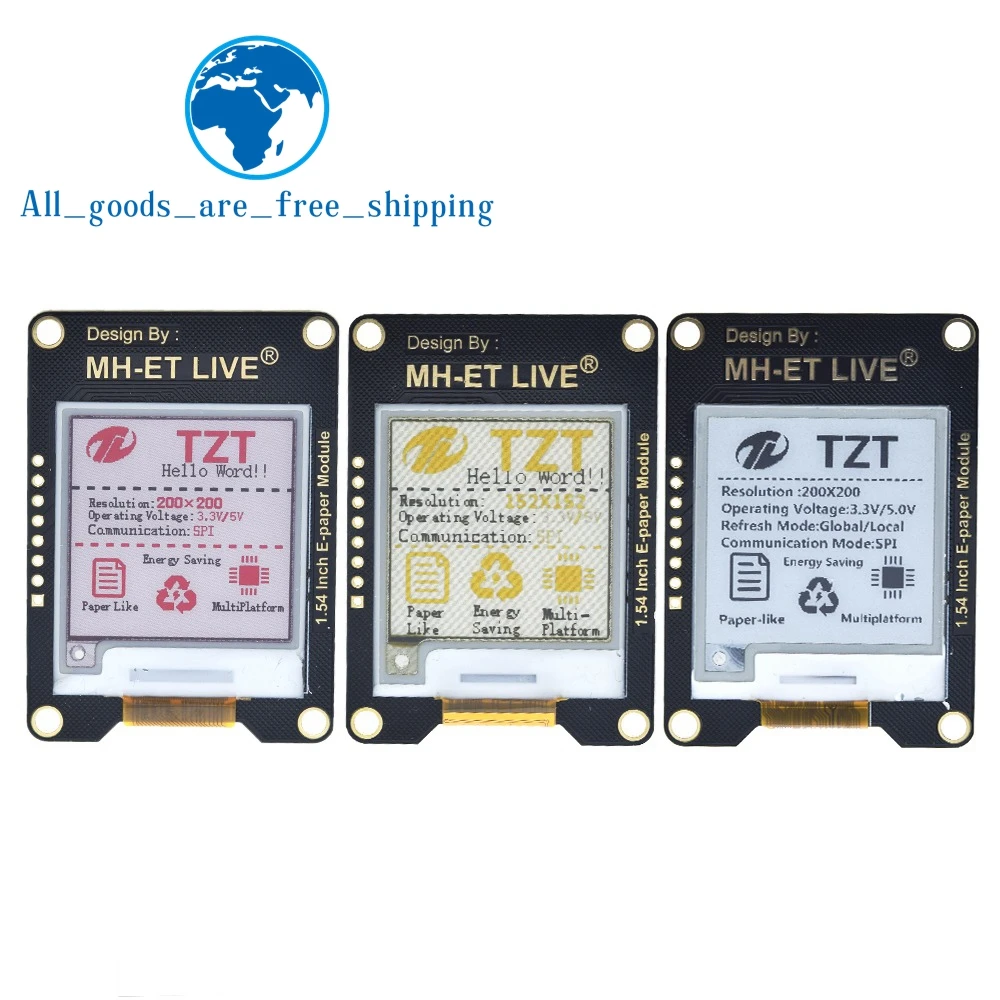 

TZT 1.54 Inch Epaper Module E-paper E-Ink EInk Display Screen SPI Support Global/Part For Arduino STM raspberry pi ESP32