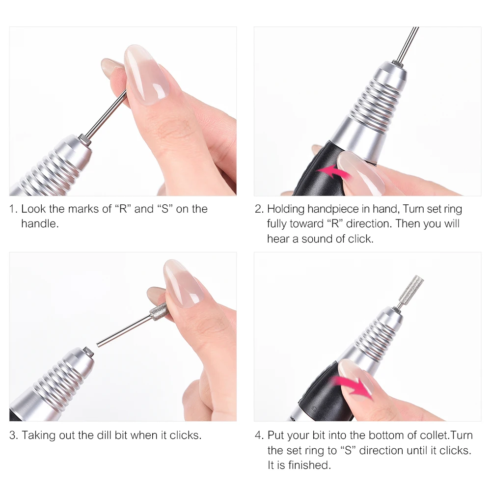 電動ネイルアートドリルペンハンドル、ネイルポリッシュ研磨機ハンドピース、マニキュアペディキュアネイルアートアクセサリー用、35000RPM