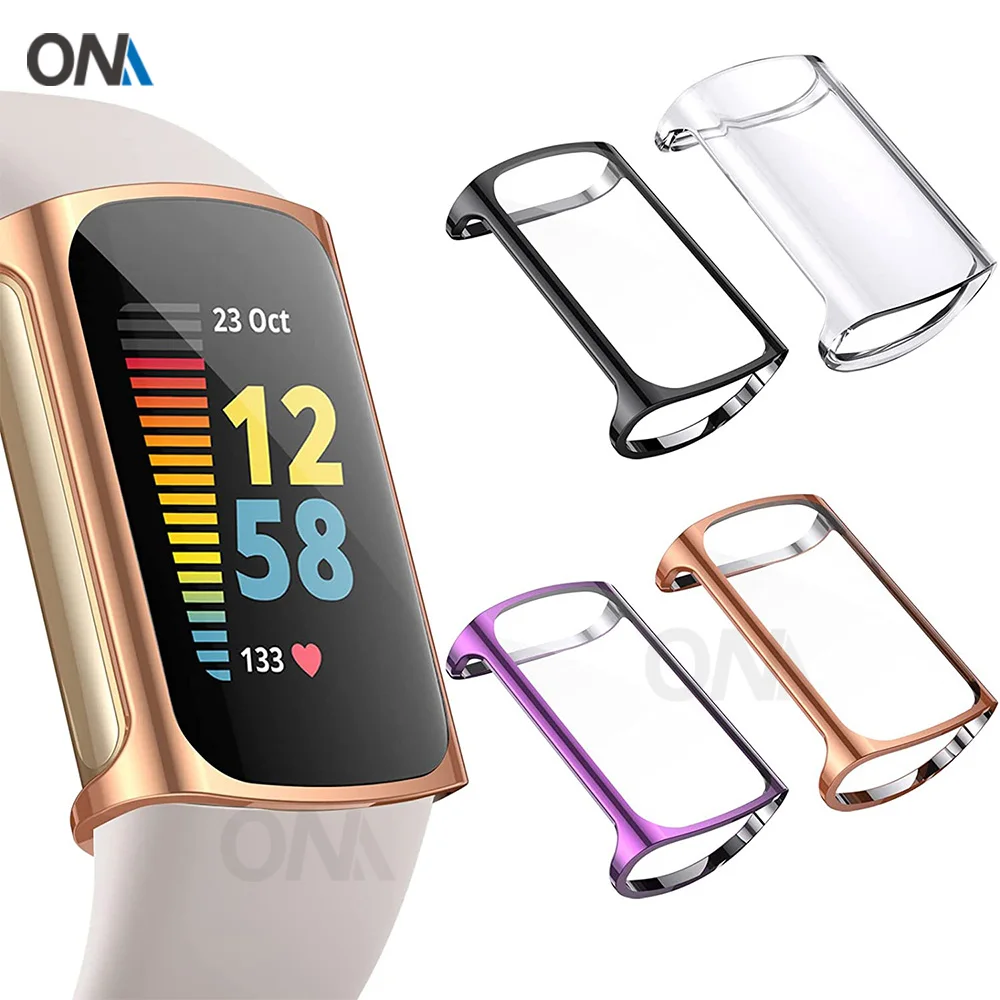 TPU Case for Fitbit Charge 6/5/4/3 Full Coverage Screen Protector TPU Soft Protective Bumper Fitbit Charge6 Cover Accessories