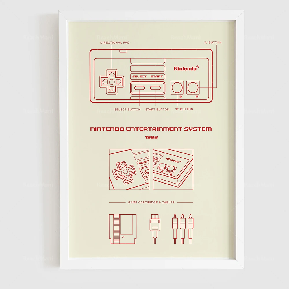 واجهة الألعاب الإلكترونية، لوحة قماشية فنية، وحدة تحكم ألعاب، ملصق جداري، ديكور غرفة ألعاب الأطفال