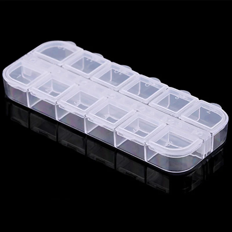 

12 Grid Plastic Jewelry Box Makeup Organizer Container earrings Case Cosmetic Storage Box Nail Art Tools Rhinestones Beads