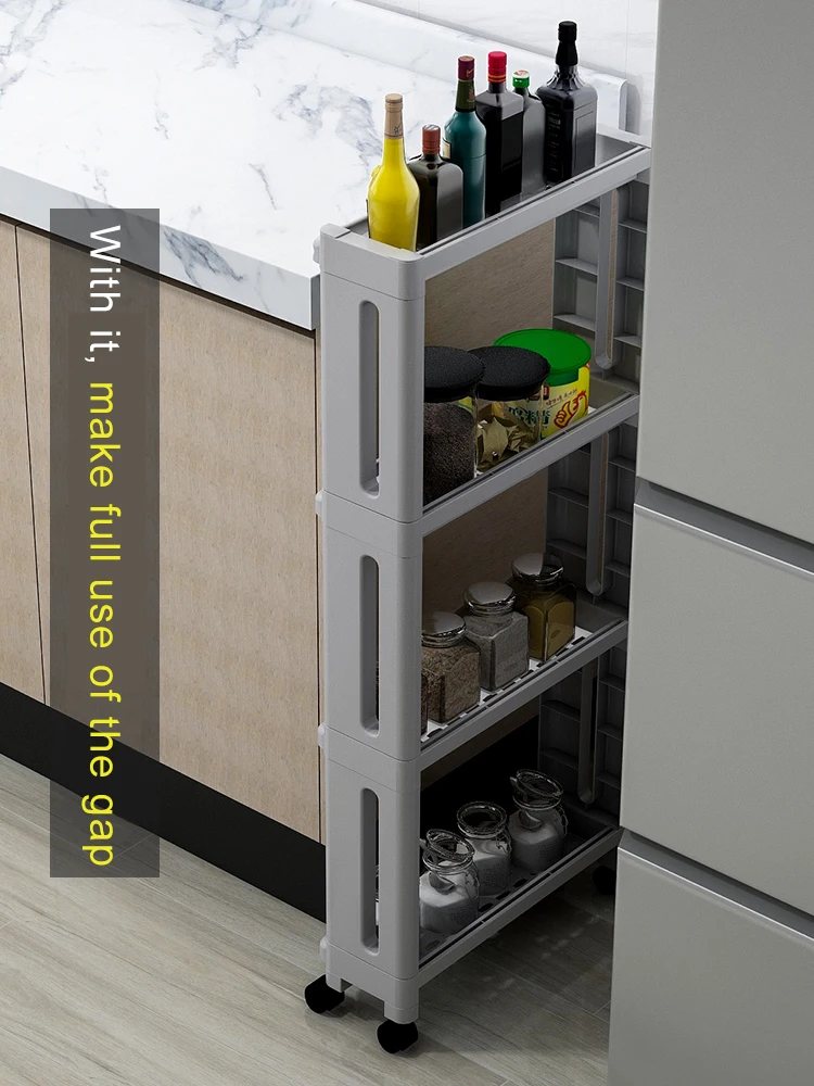 Kitchen Storage Rack For Goods Fridge Side Shelf 2/3/4 Layer Removable With Wheels Bathroom Organizer Shelf Gap Holder Rack new