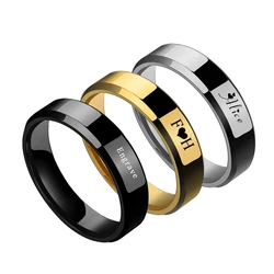 Acheerup-anillos de pareja de acero inoxidable para mujer, banda de boda personalizada, anillo de compromiso para amantes, regalos de joyería, grabado de nombres, 6mm, 4mm