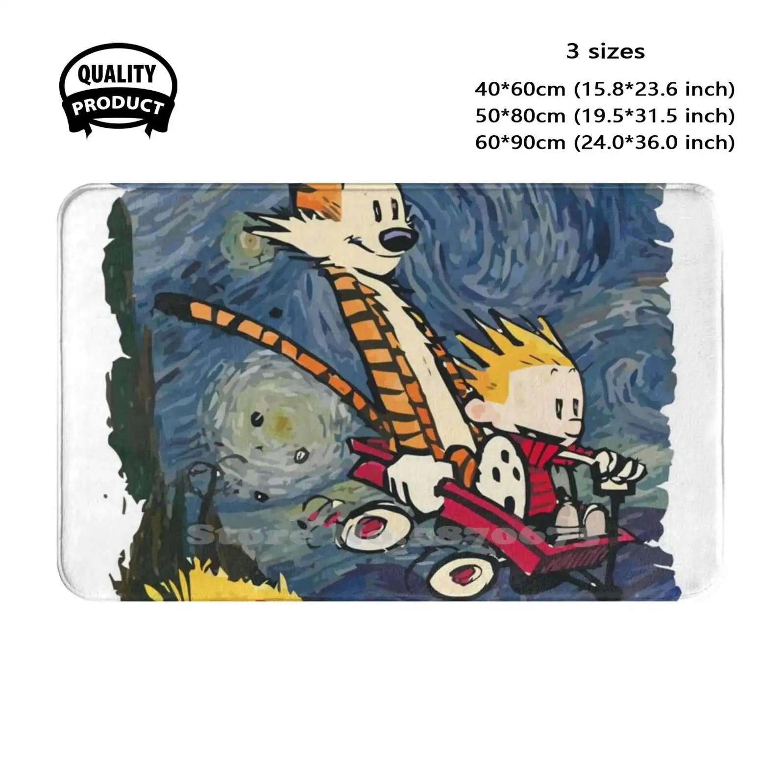 , Calvin , Hobbes , Bill Watterson , Sticker Soft Cushion Home Carpet Door Mat Car Rug Cartoon Bill Watterson Adventure Illiosa