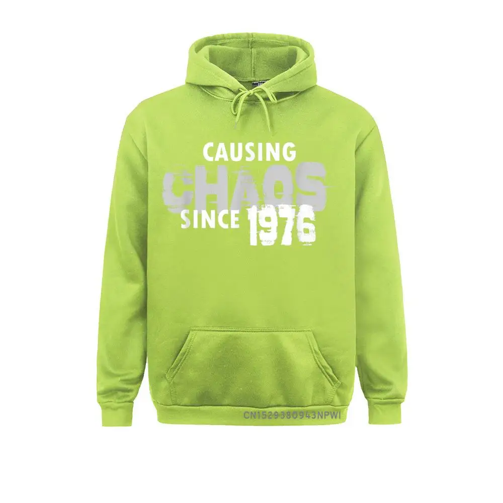 Causando caos desde 1976 pulôver engraçado 43rd aniversário hoodie normal hoodies inverno masculino camisolas roupas de impressão especial