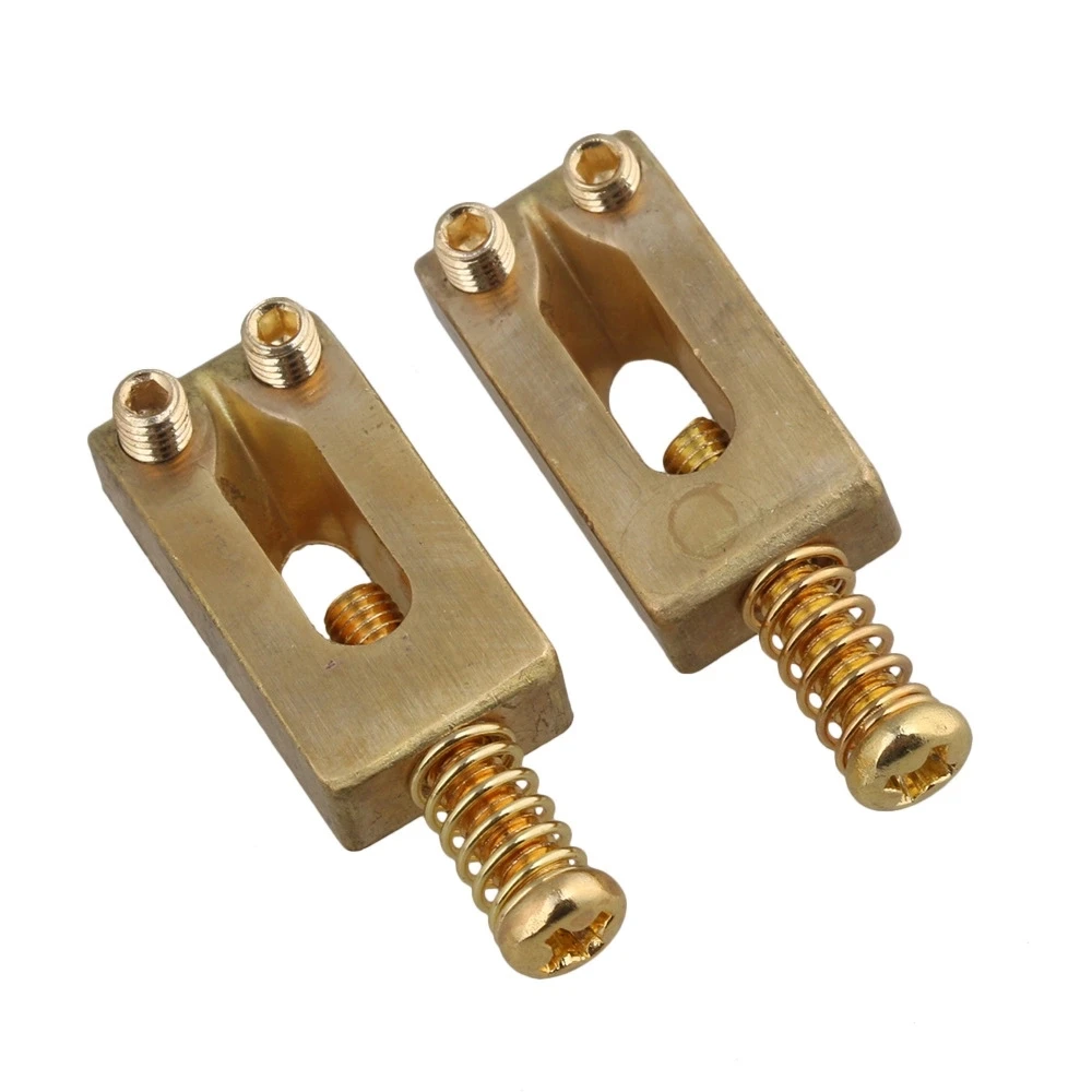 6 Pieces Brass Electric Guitar Bridge Saddles Gold Color with Wrench