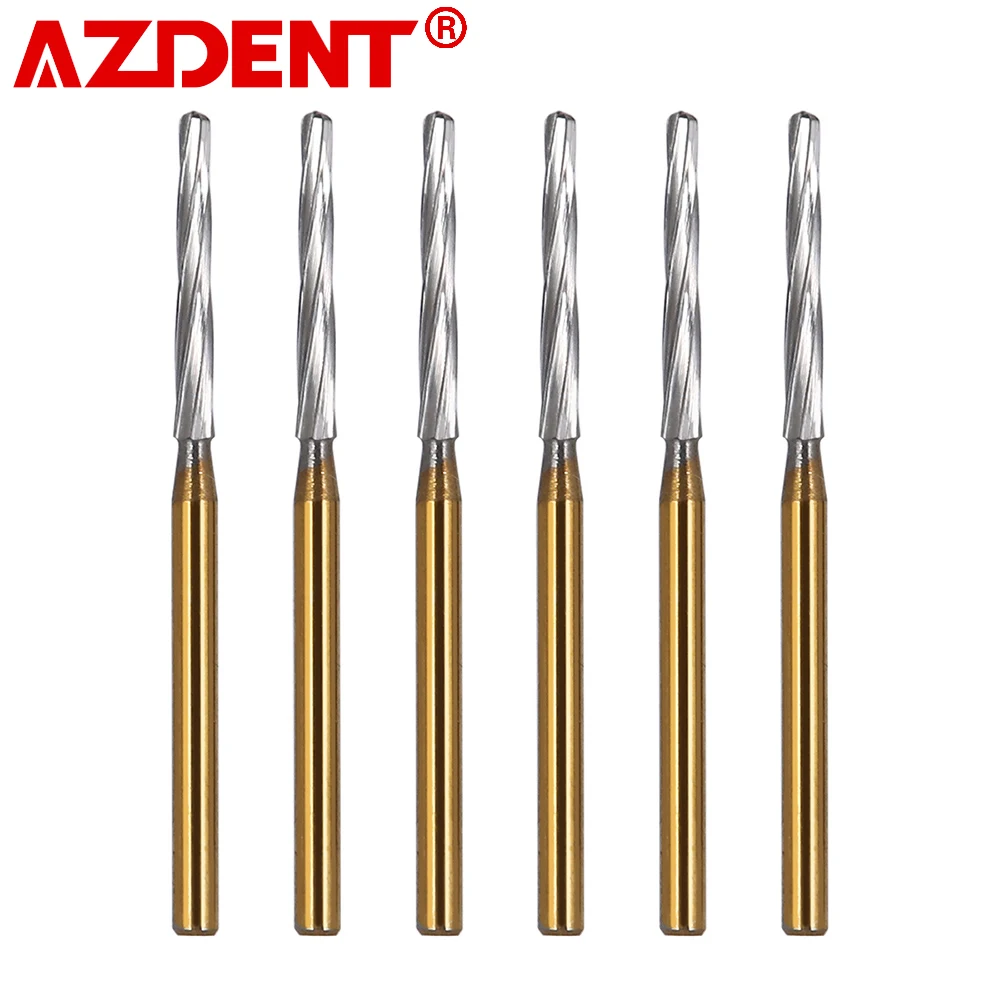 AZDENT 6pcs Dental FG Burs Drills Dental Surgical Carbide Tungsten Bone Cutters Finishing Burs 1.6mm for High Speed Handpiece