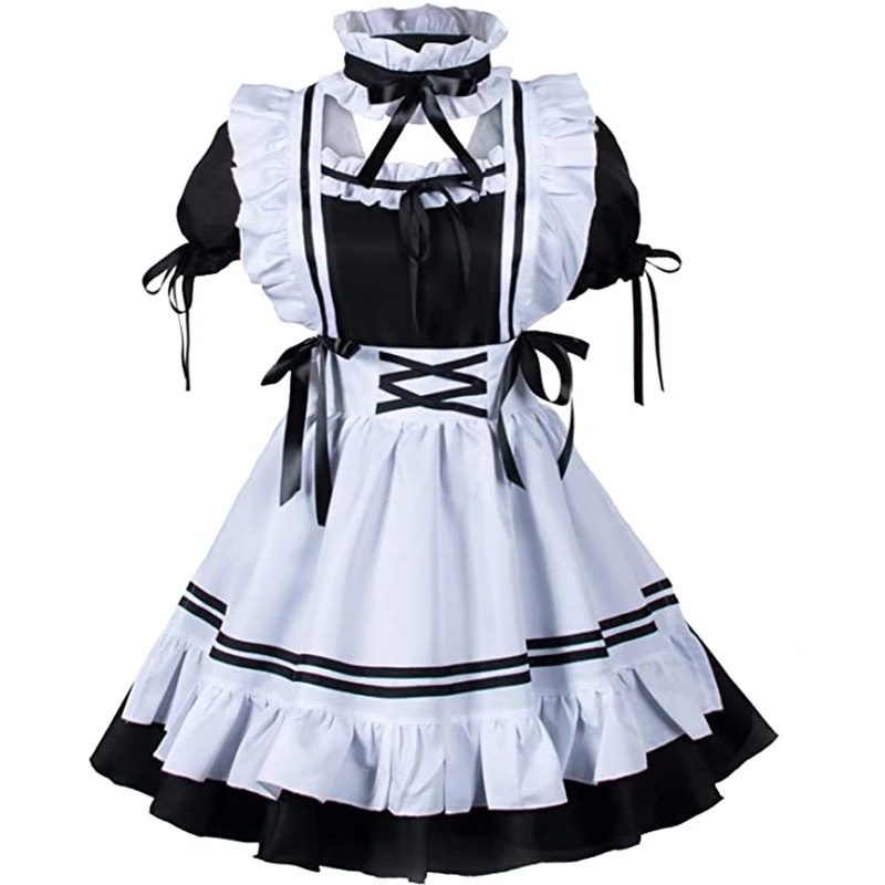 Maid Cosplay Costume Dress  5XL Plus Size Halloween Amine Cute Lolita French Girls Woman Waitress Maid Party Stage Costumes