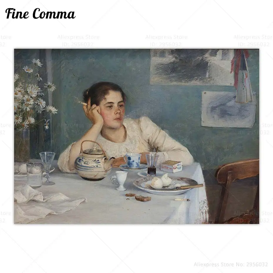After Breakfast Elin Danielson Gambogi Poster Vintage Oil Painting Reproduction Canvas Print Antique Wall Art Home Decor Gift