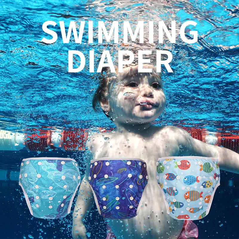 HappyFlute Baby Reusable 1PC Swimming Diapers Boys or Girls Cartoon Swimwear Children Adjustable Summer Swimming Nappy Pants